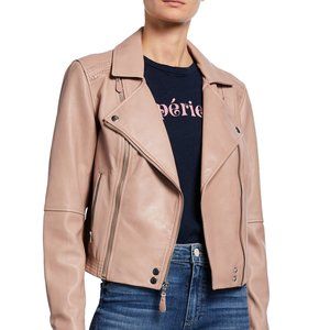 Paige Fontana Leather Moto Jacket  - Blush Pink - Size Medium